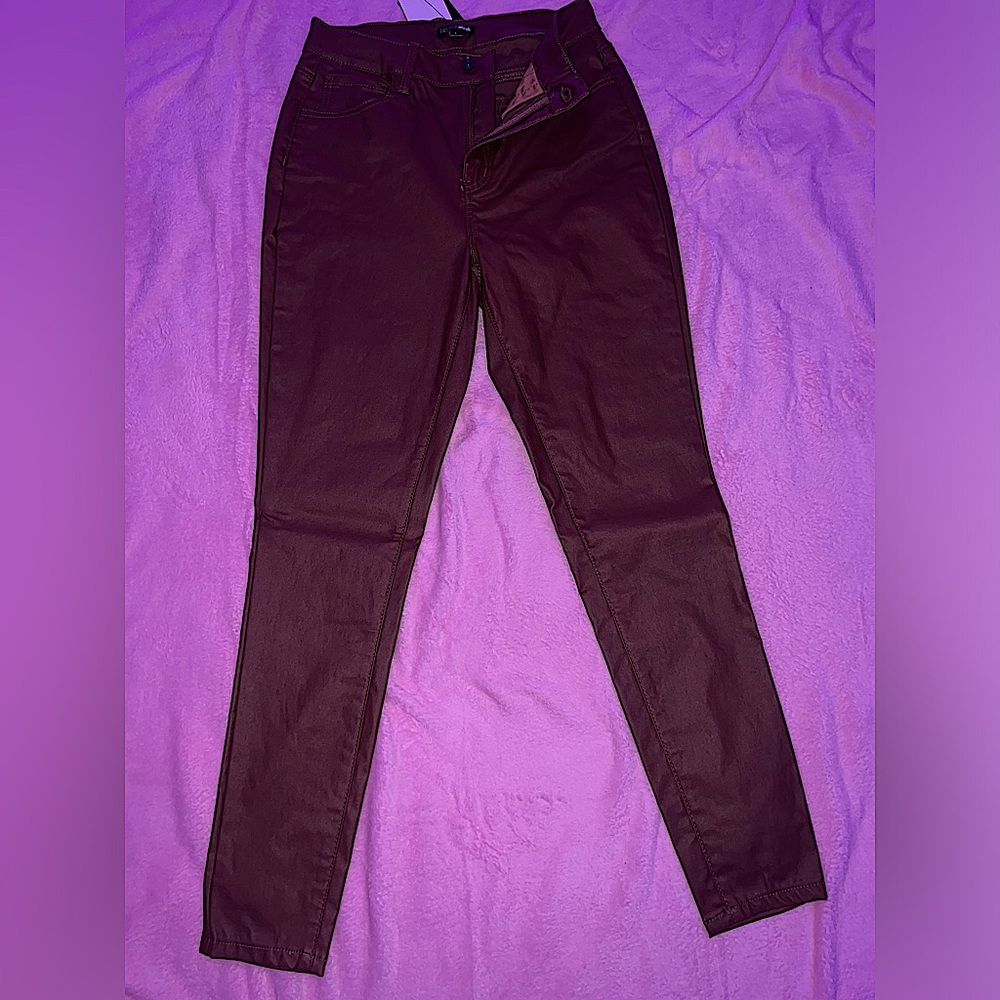 Fashion Nova Women Brown Leather Pants Large High Rise Stretch